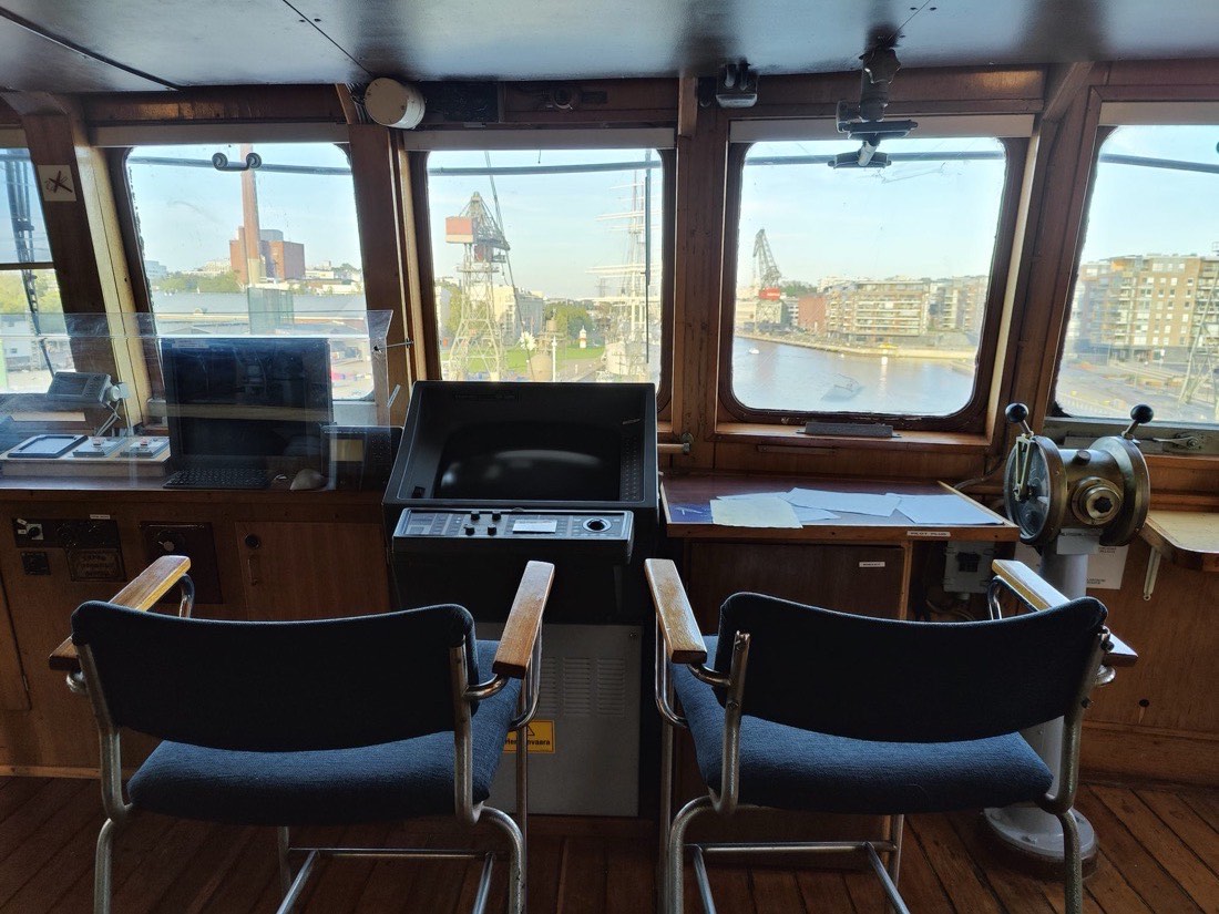 Attending the wheelhouse during a port call
